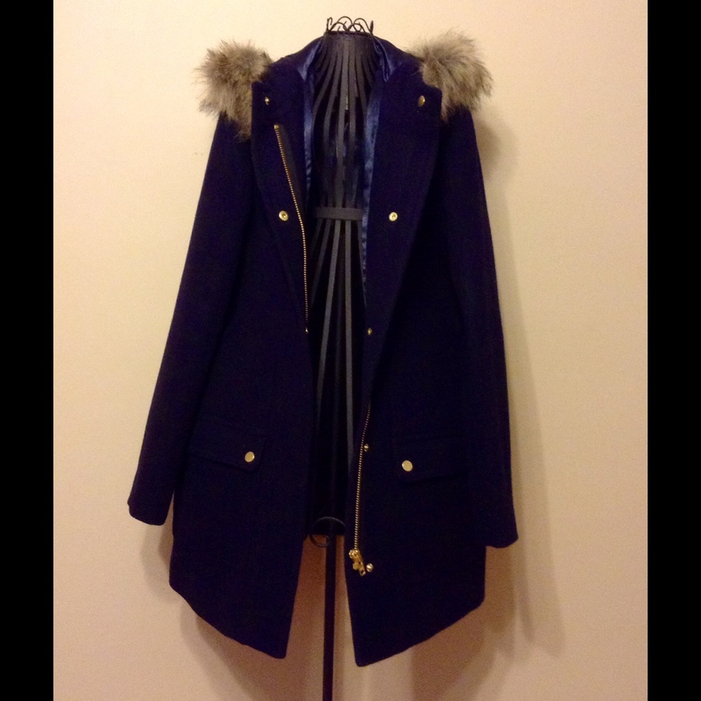 J Crew Wool Coat Navy Blue, Women's Size 4 | Like New